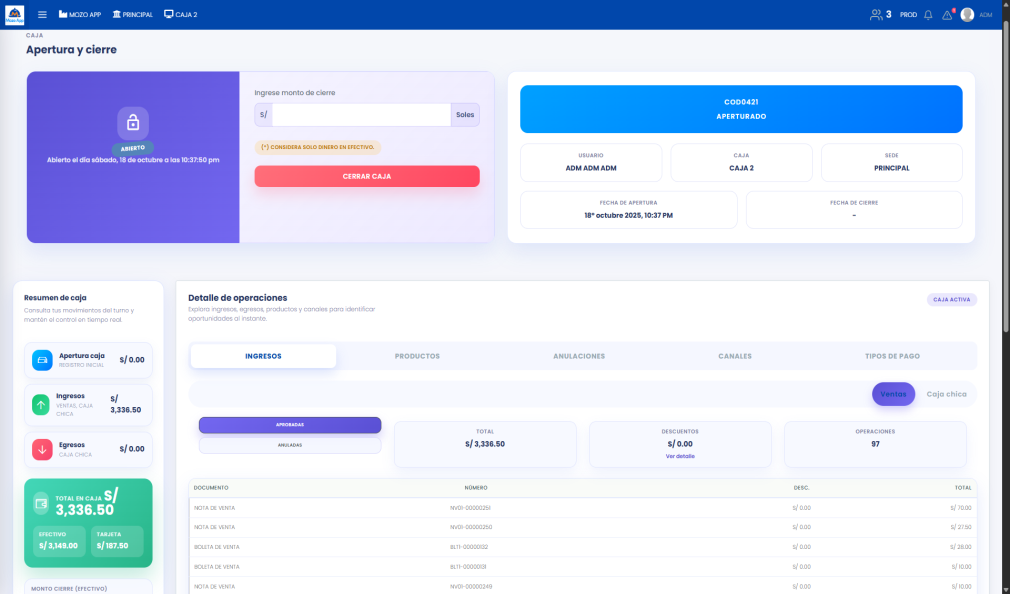 Control de caja y punto de venta